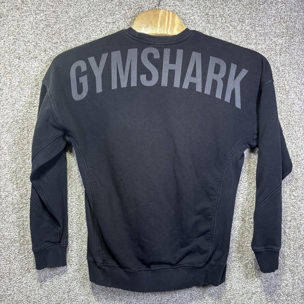 Gymshark Sweatshirt Mens Medium Black Fleece Crewneck Pullover Large Back Logo